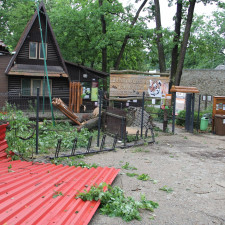 Vstup do Zoo Hodonín byl zcela zdevastován, stejně jako místní útulek pro psy